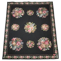 Vintage Floral Needlepoint Rug Tapestry - 9’ W x 12’ L