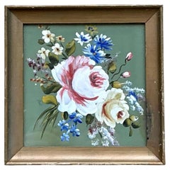 Vintage Floral Oil Painting in Wood Frame