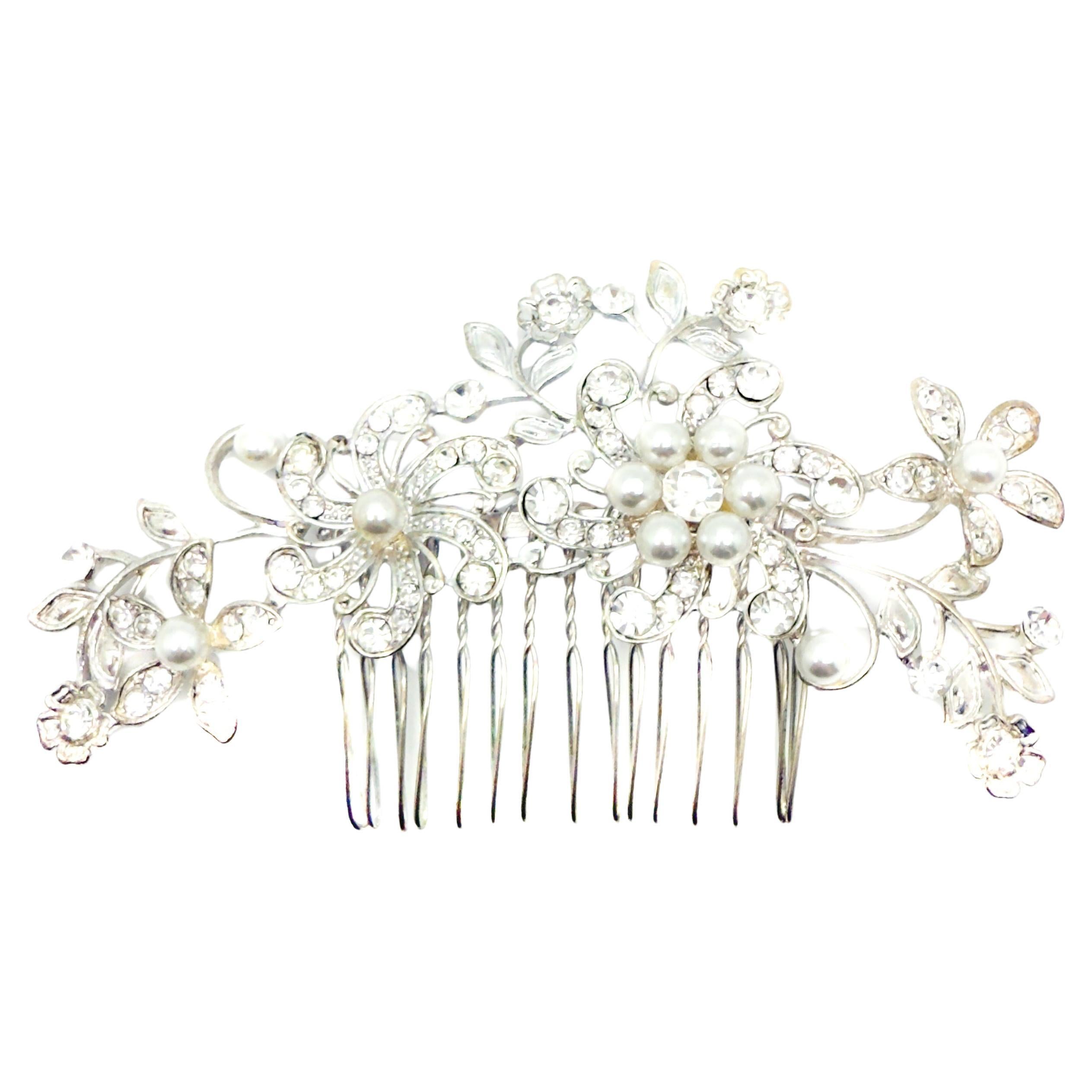 Pettine per capelli vintage con perle e cristalli anni 
90