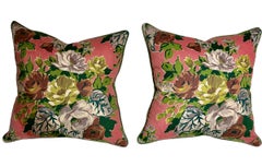 Vintage Floral Pillows Mid-20th Century with Scalamandré Backing