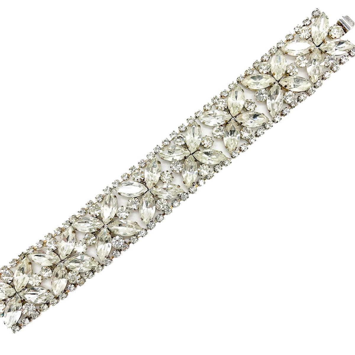 da uomo o donna Bracciale da cocktail vintage con strass floreali, anni '50