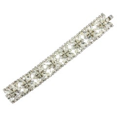 Bracelet de cocktail vintage à fleurs et strass 1950s