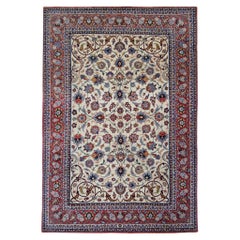 Handgewebter orientalischer Teppich in Blau, Rot und Creme, Vintage, Teppich mit Blumenmuster 206x139cm 