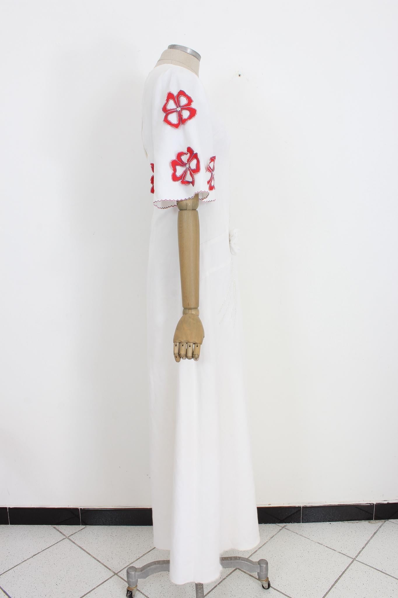 Vintage Floral Pailletten Handmade Hochzeitskleid 1980s im Zustand „Gut“ im Angebot in Brindisi, Bt