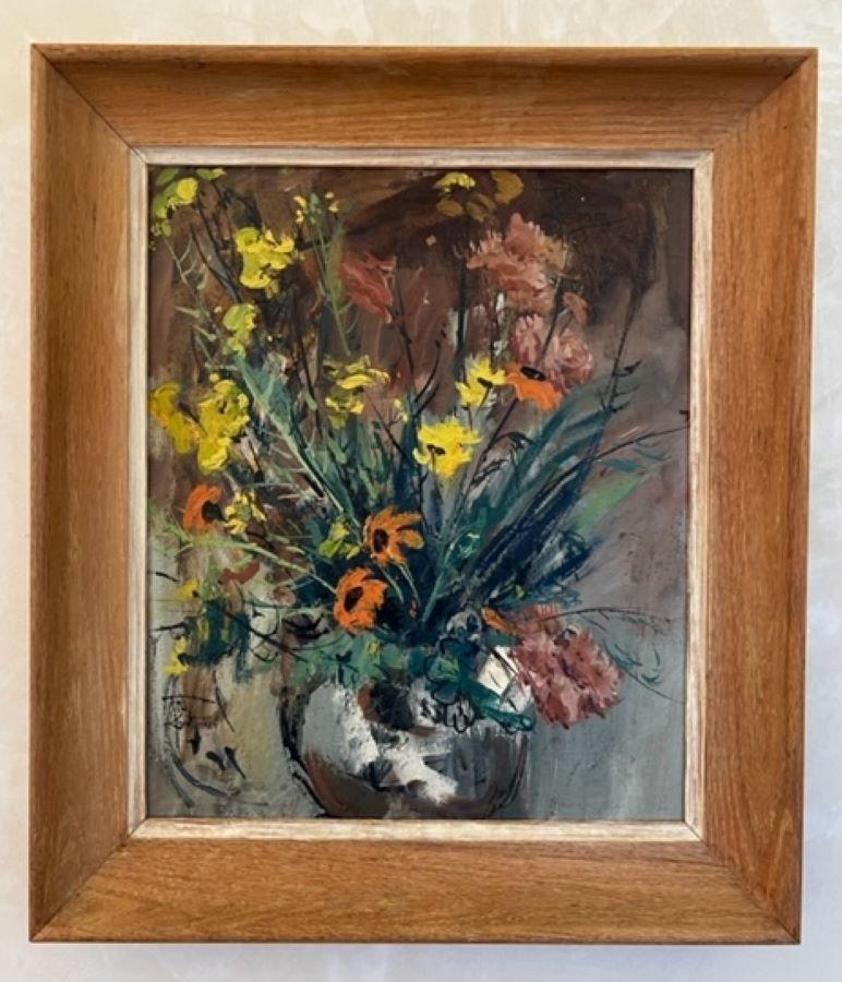 Vintage Floral Still Life Oil Painting by Ted Christensen 3