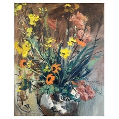 Vintage Floral Still Life Oil Painting by Ted Christensen