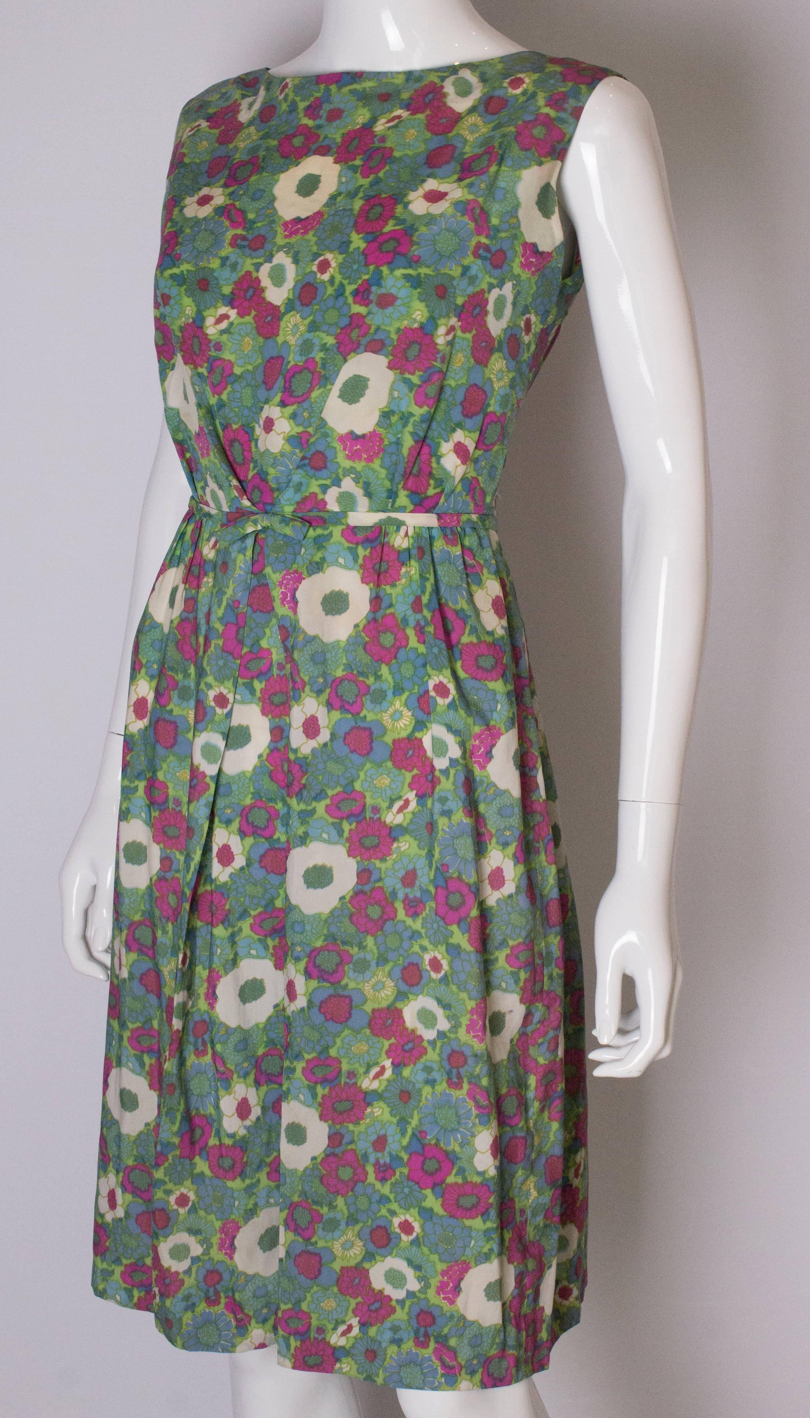Gray A Vintage 1960s Floral print Summer day Dress