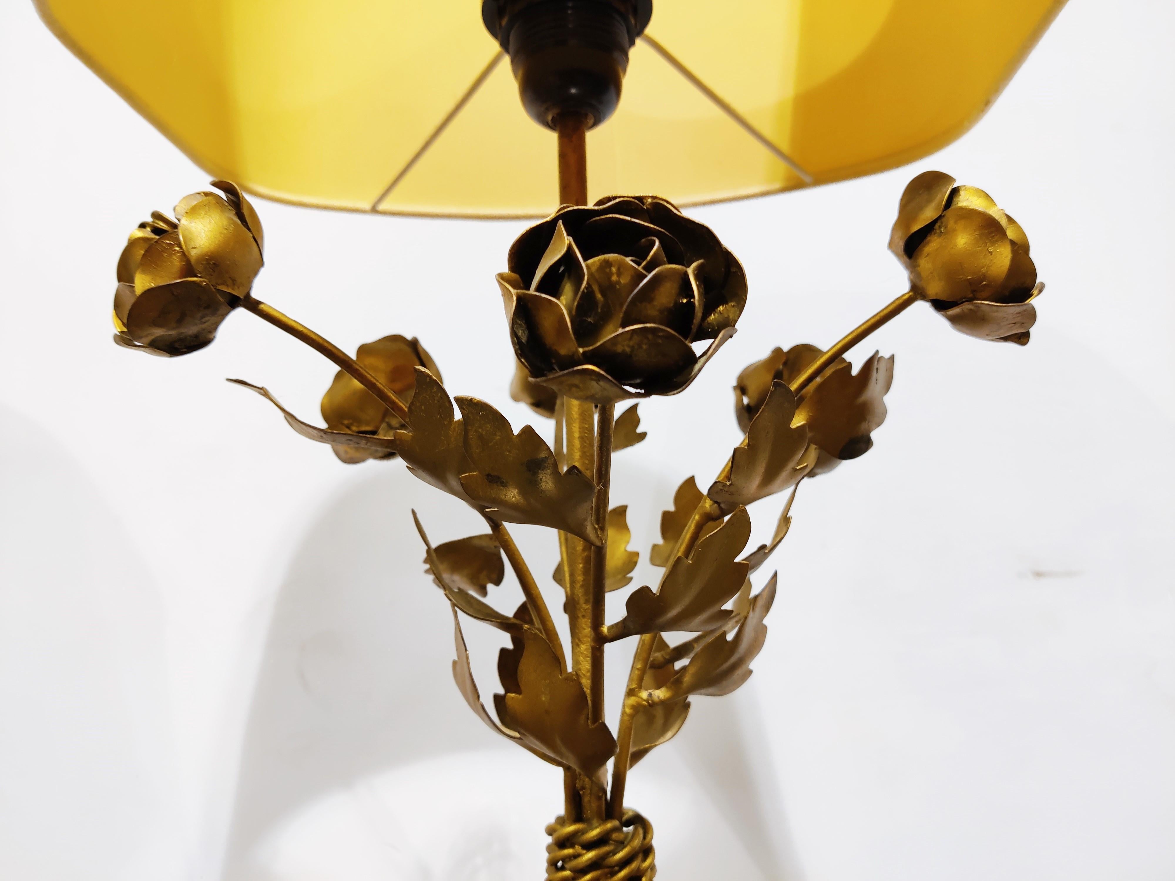 Metal Vintage Floral Table Lamps, Set of 2, 1960s