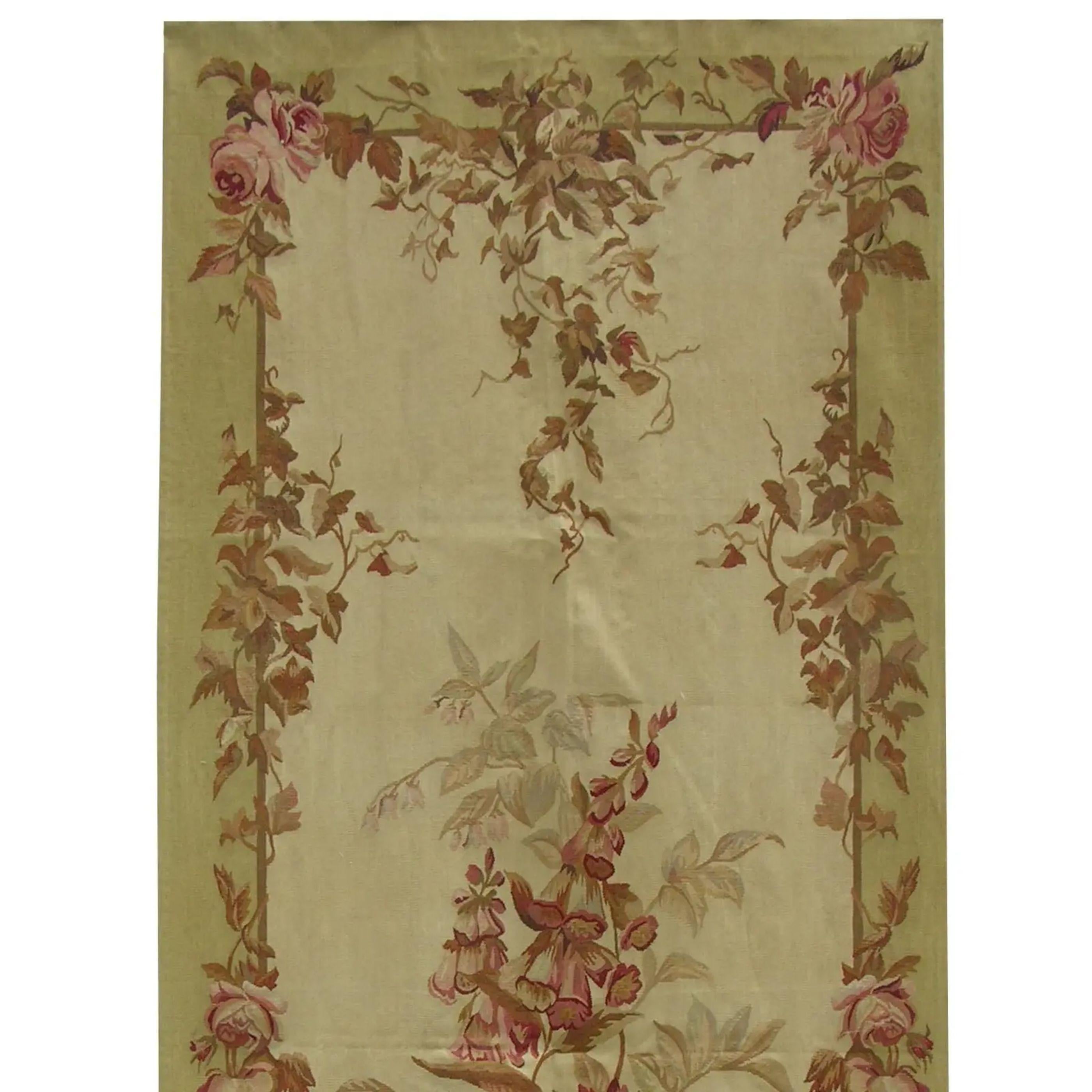 Empire Vintage Floral Tapestry in Red & Tan 8.1X3.1 For Sale