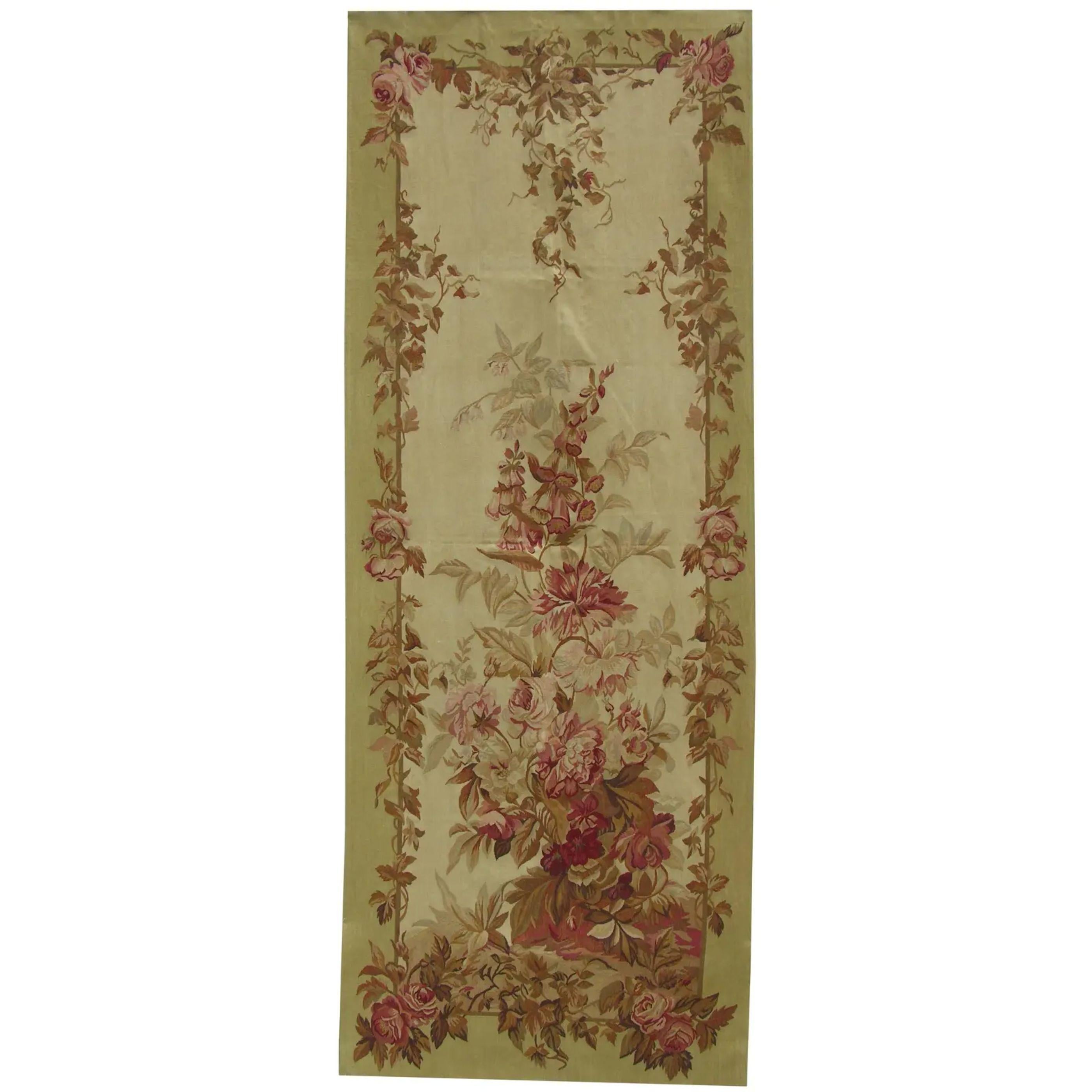 Unknown Vintage Floral Tapestry in Red & Tan 8.1X3.1 For Sale