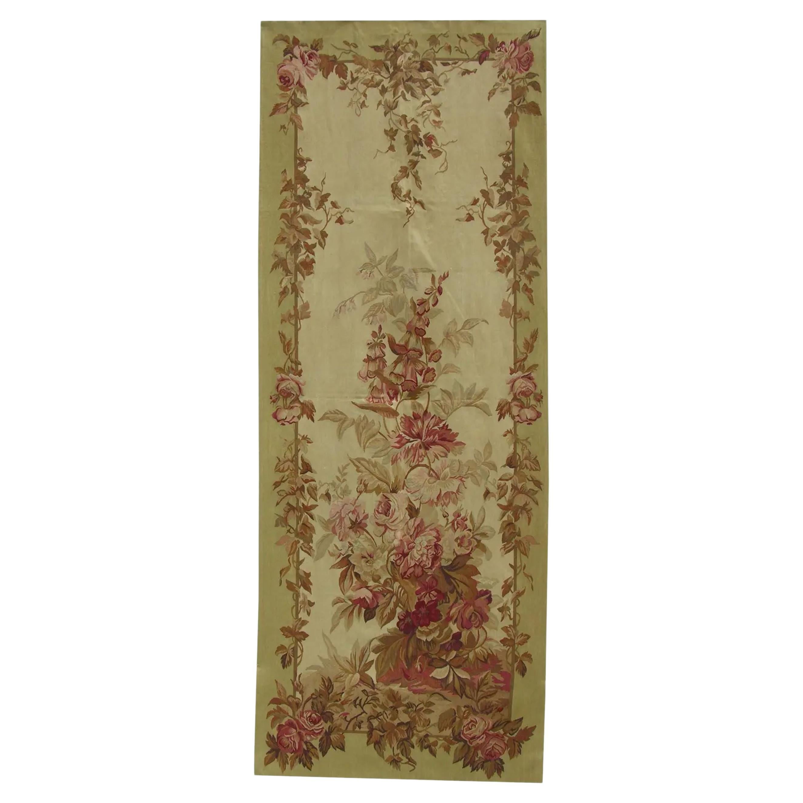 Vintage Floral Tapestry in Red & Tan 8.1X3.1 For Sale