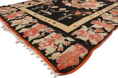 Vintage Floral Turkish Bessarabian Rose Flatweave Carpet