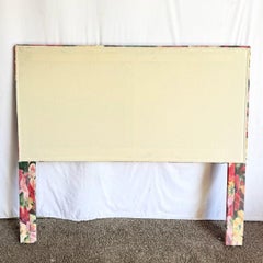 Vintage Floral Upholstered Queen Size Headboard