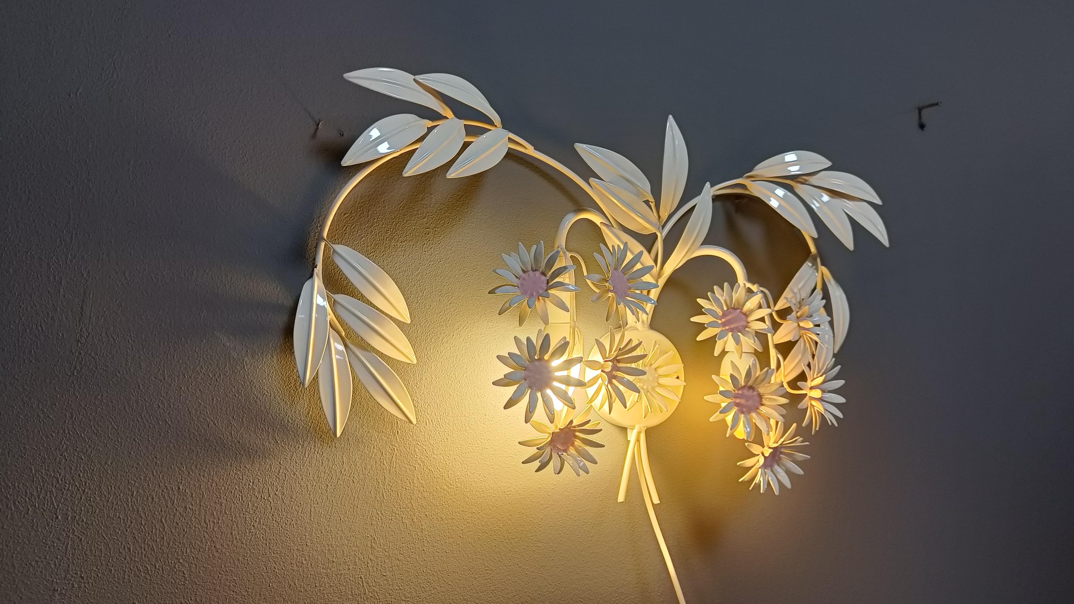 Vintage floral  lámpara de pared de Hans Kögl , años 70 en venta 3