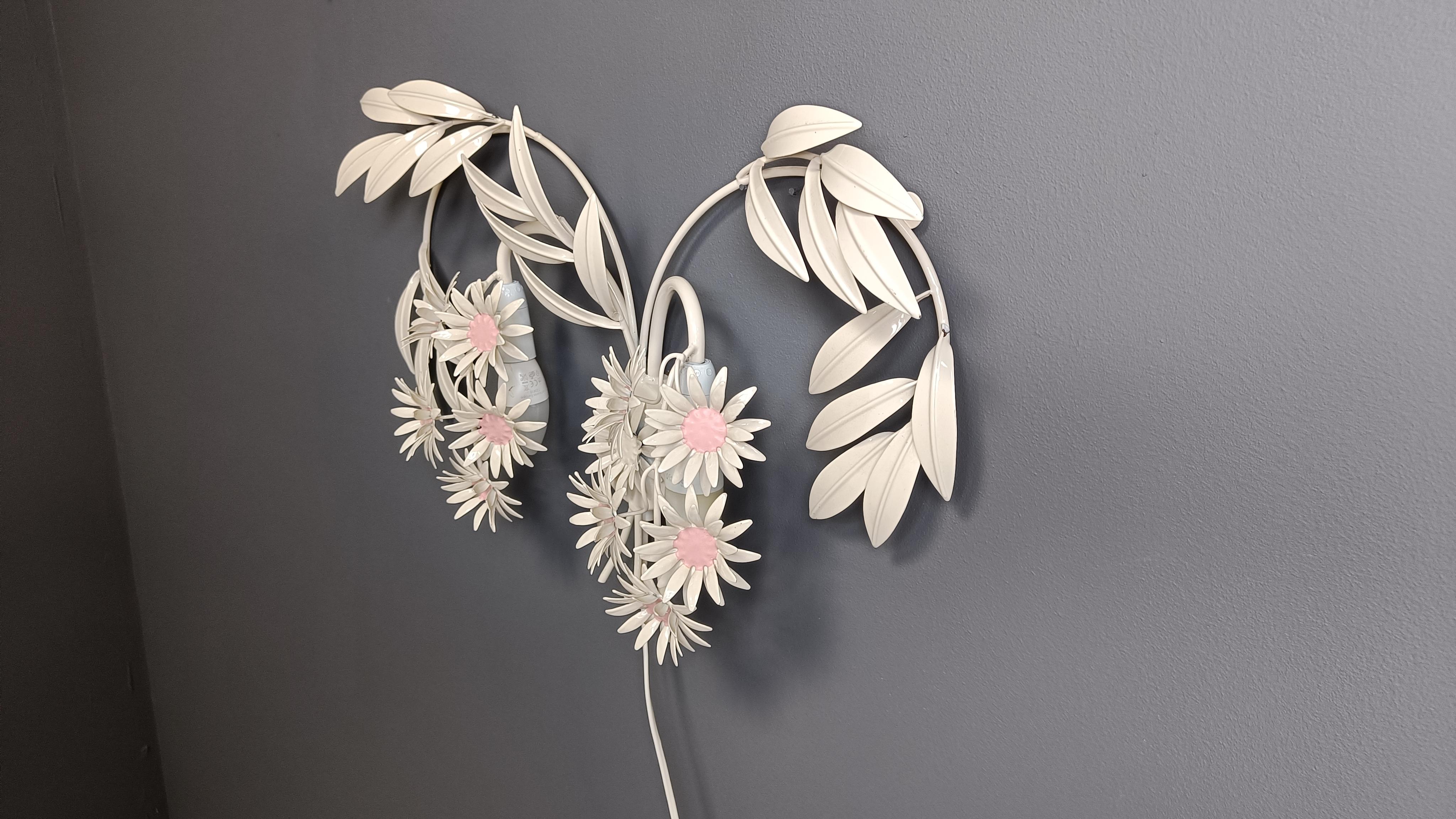 Vintage floral  lámpara de pared de Hans Kögl , años 70 Metal en venta