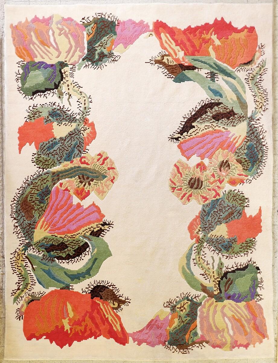 Mid-Century Modern Vintage Floral Wool Rugs - 174cmx247cm For Sale