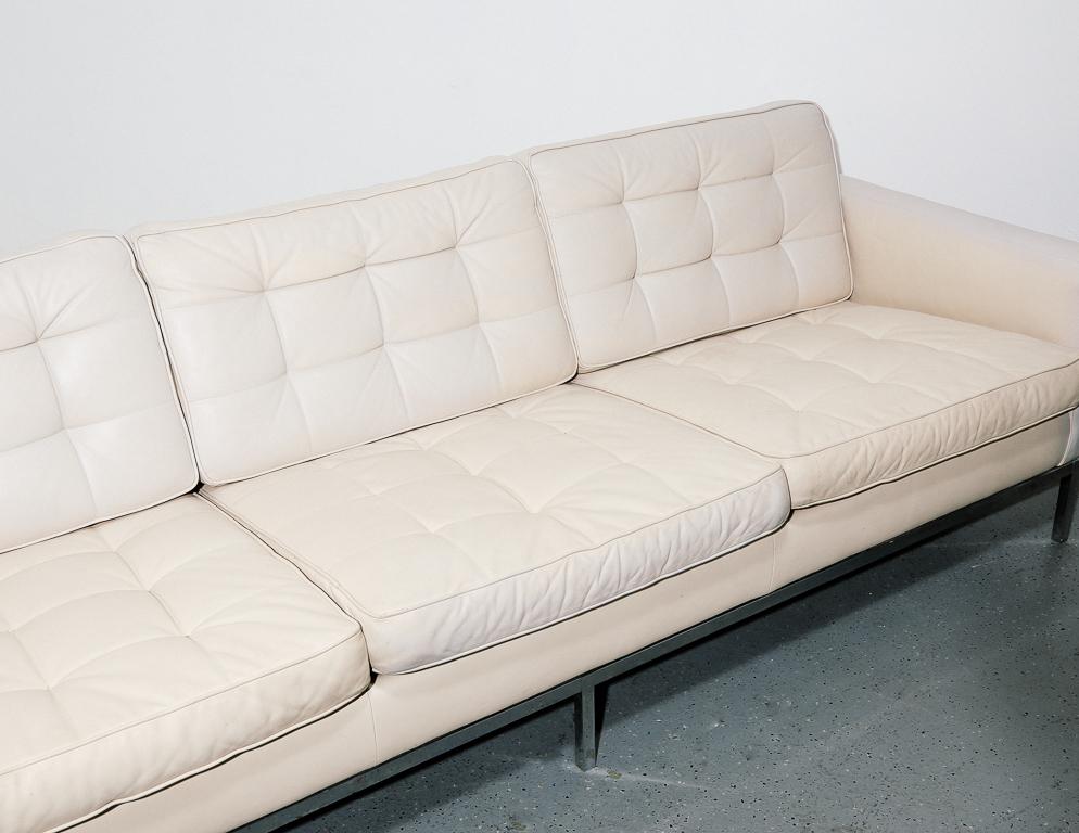 Vintage Florence Knoll 3-Seater Sofa in Leather 1