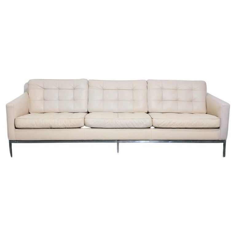 Vintage Florence Knoll 3Seater Sofa in Leather at 1stDibs