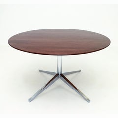 Vintage Florence Knoll circular Walnut and chrome dining or conference table