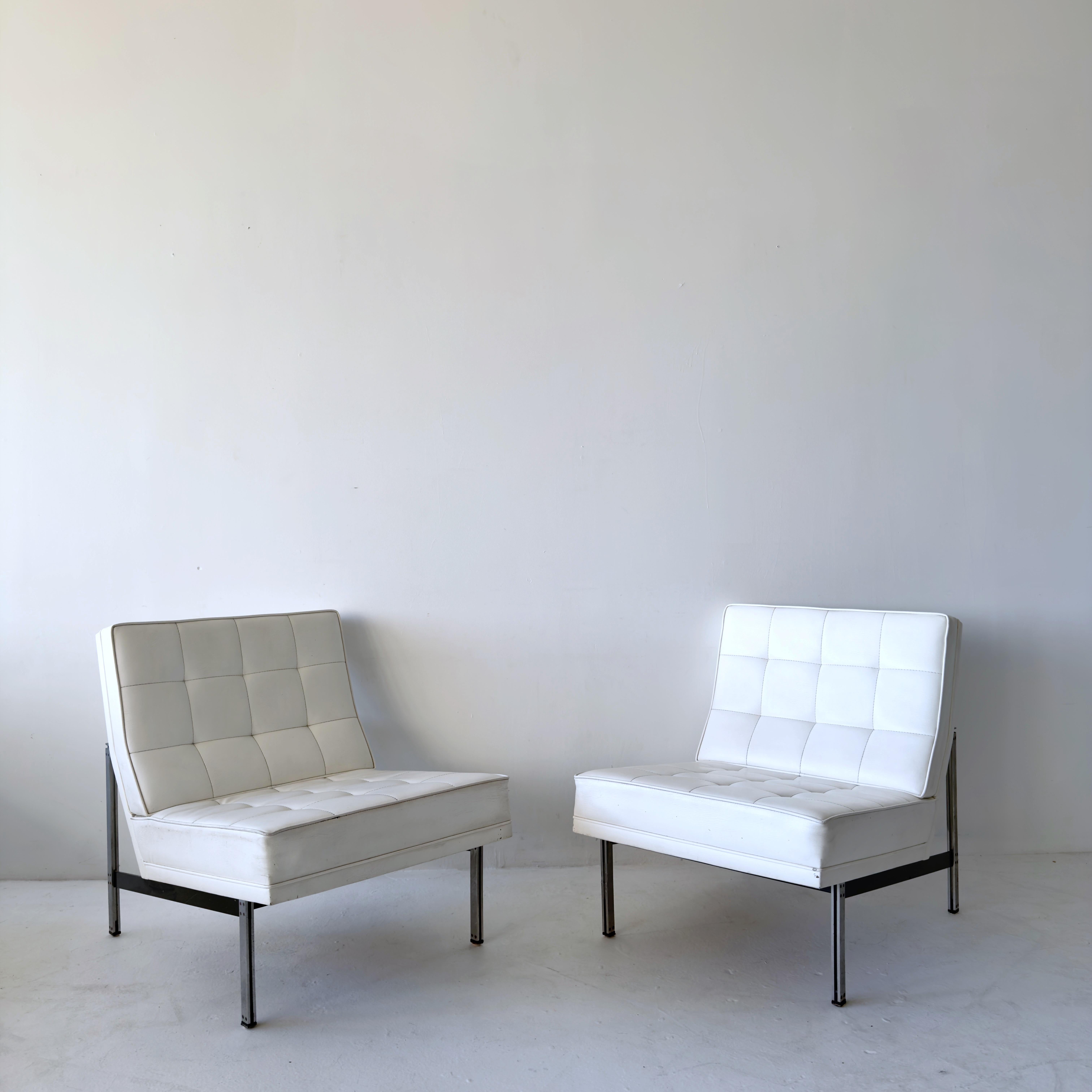 Metallo Sezionale modulare in pelle Florence Knoll d'epoca con etichette Modernica in vendita