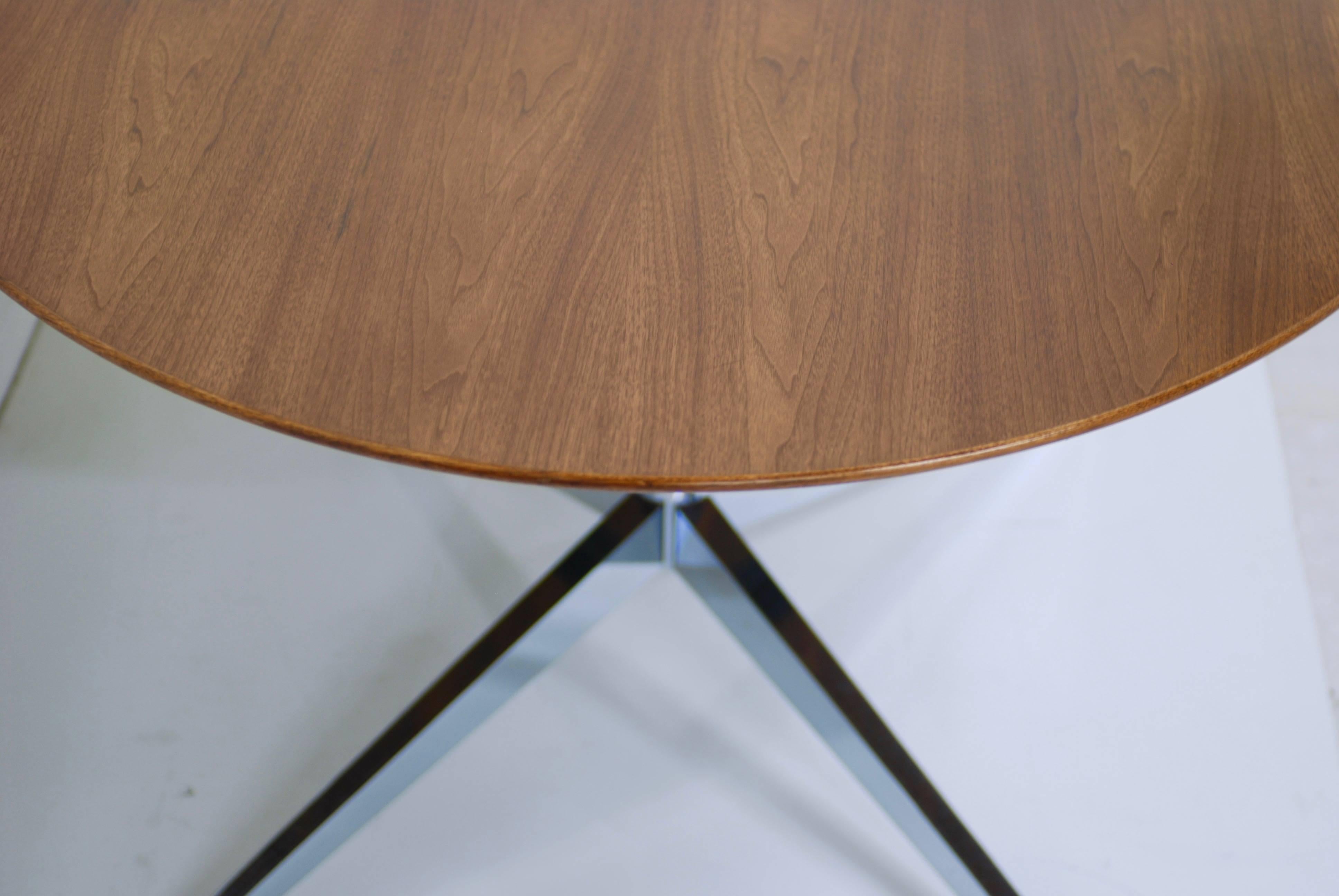 Vintage Florence Knoll Oval Table Desk or Dining in Walnut Polished Steel X Base 3