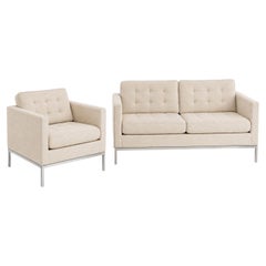 Vintage Florence Knoll Relaxed Two Seater Sofa and Chair Ivory - Set of 2