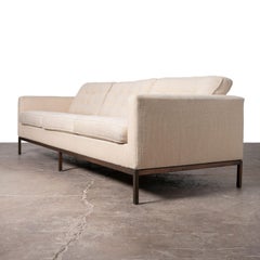 Vintage Florence Knoll Sofa in Original Woven Ivory Wool with Bronze Base 1960s
