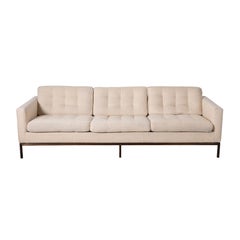 Vintage Florence Knoll Sofa in Original Woven Ivory Wool with Bronze Base 1960s
