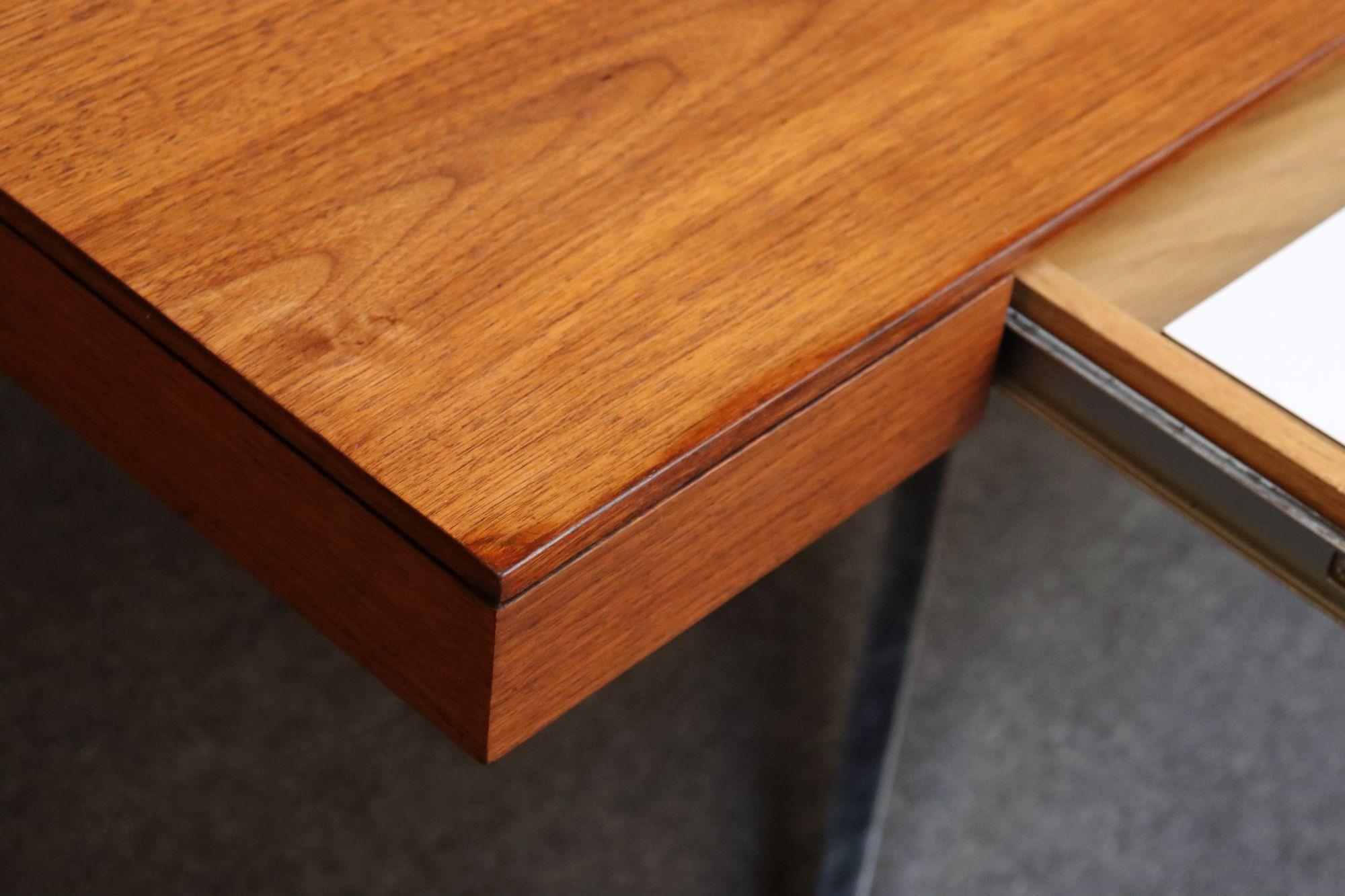 Vintage Florence Knoll Teak and Chromed-Steel Partner's Desk / Executive Desk For Sale 6