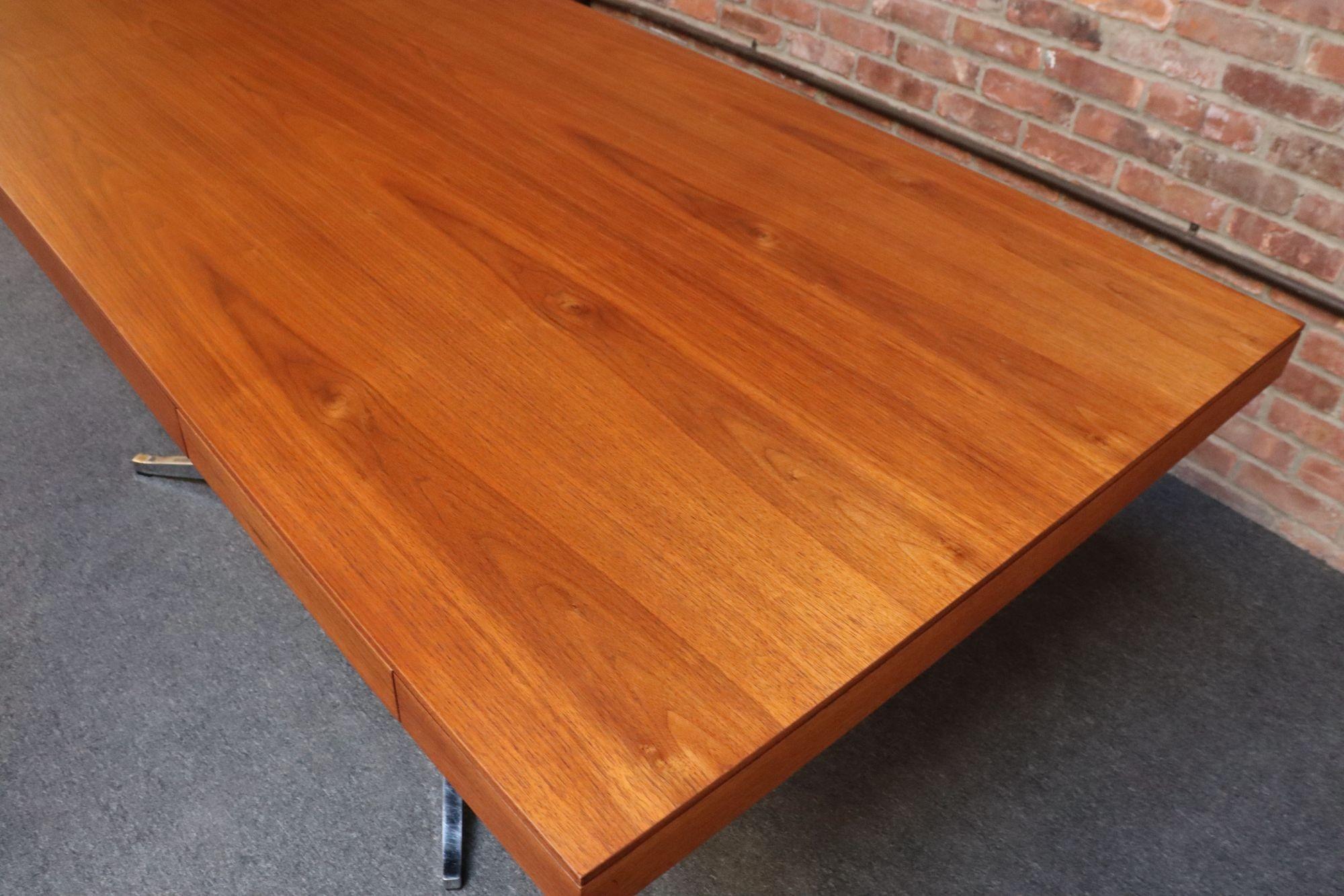 Vintage Florence Knoll Teak and Chromed-Steel Partner's Desk / Executive Desk For Sale 9