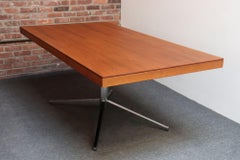 Vintage Florence Knoll Teak and Chromed-Steel Partner's Desk / Executive Desk
