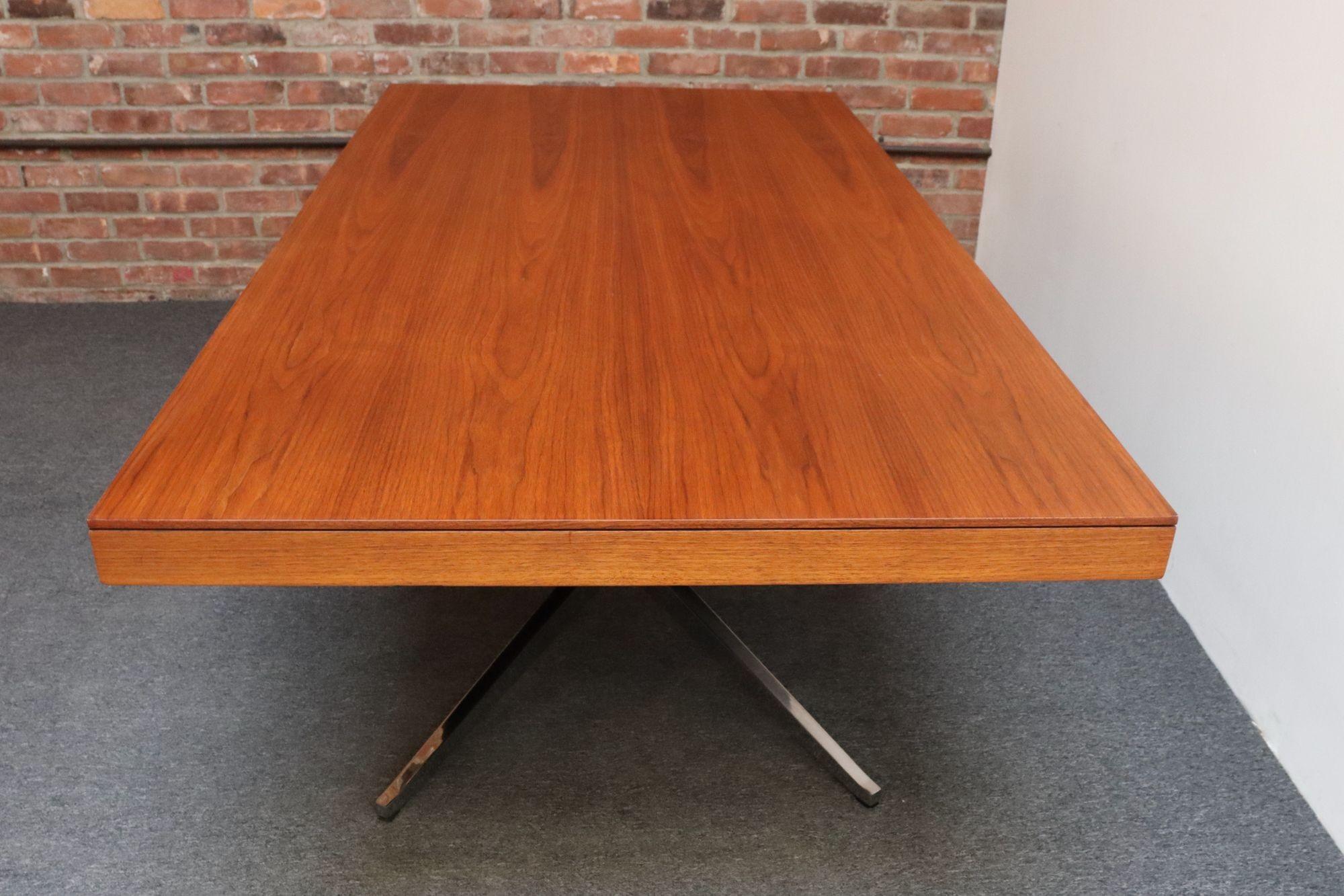 Vintage Florence Knoll Teak and Chromed-Steel Partner's Desk / Executive Desk For Sale 2