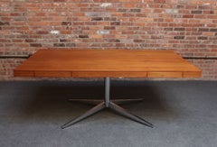 Vintage Florence Knoll Teak and Chromed-Steel Partner's Desk / Executive Desk