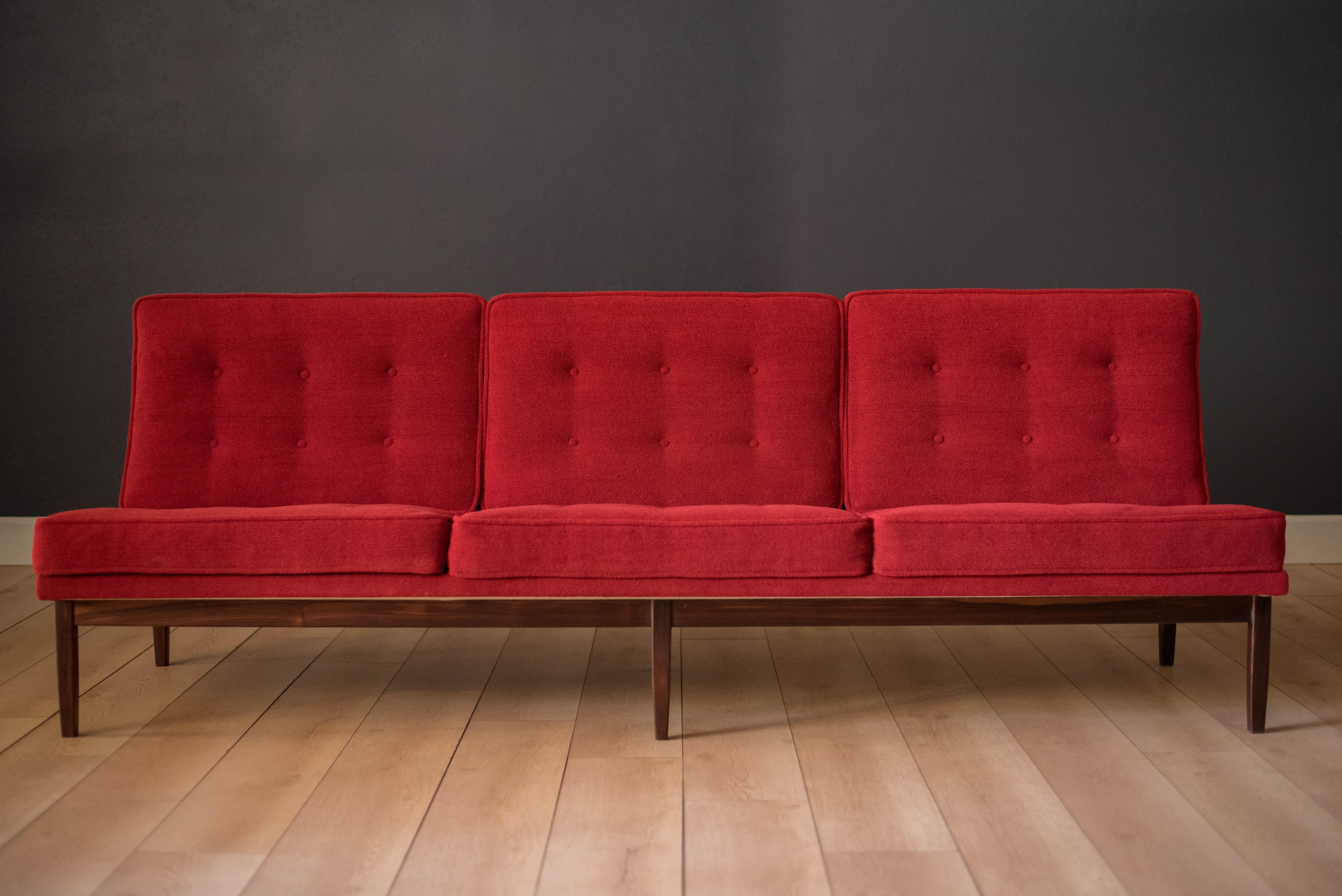Mid-Century Modern Vintage Florence Knoll Three-Seat Rosewood Sofa