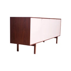 Vintage Florence Knoll White Lacquer and Walnut Credenza / Cabinet Model 541