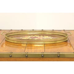 Vintage Florentia Marquetry Drink Tray with Brass Rim