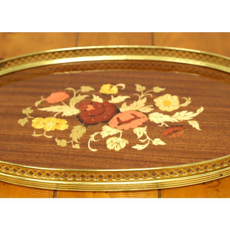 Other Vintage Florentia Marquetry Drink Tray with Brass Rim For Sale