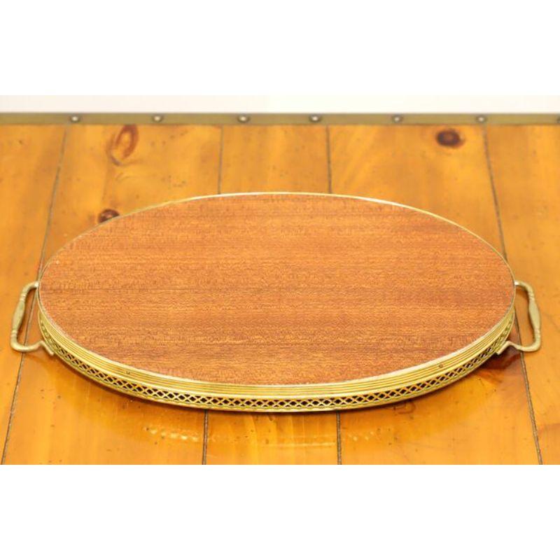 20th Century Vintage Florentia Marquetry Drink Tray with Brass Rim For Sale