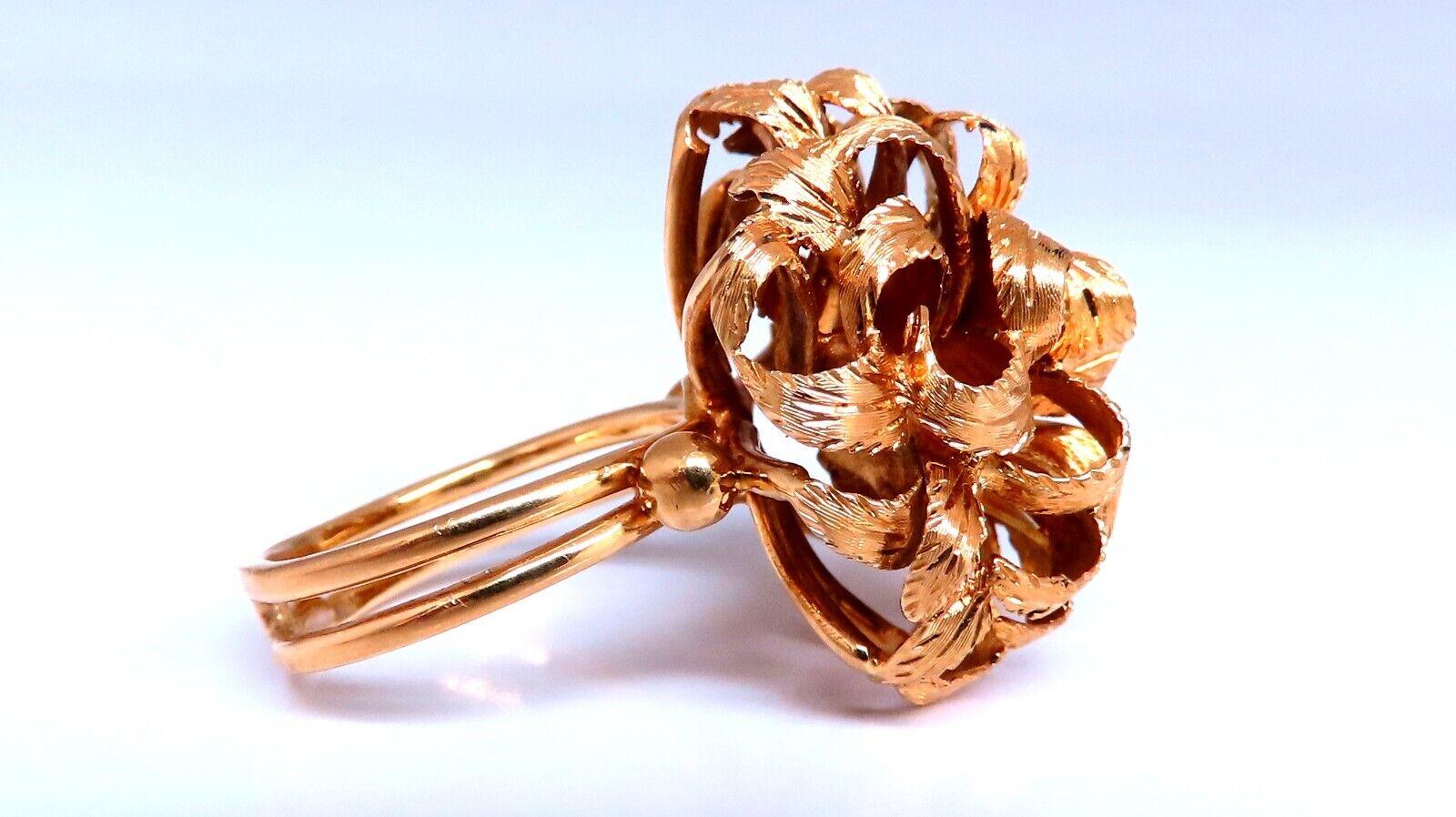 Vintage Florentine 25mm Cocktail 18kt Gold Ring Size 7.25 In New Condition For Sale In New York, NY