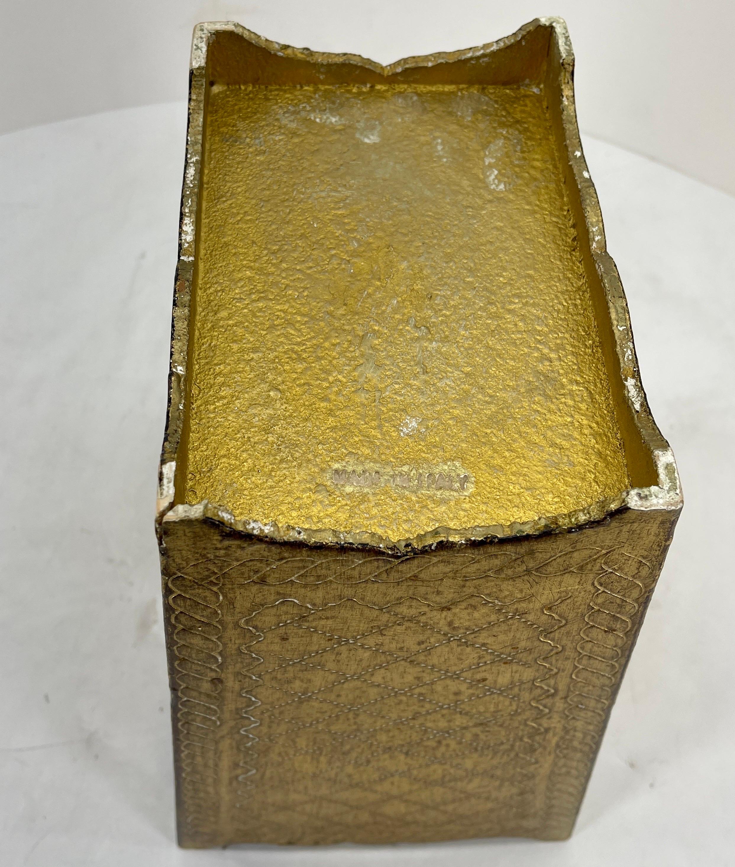 Vintage Florentine Gilt and Painted Waste Basket, 1950s, Italy 2