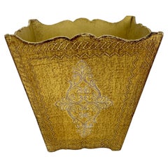 Vintage Florentine Gilt and Painted Waste Basket, 1950s, Italy