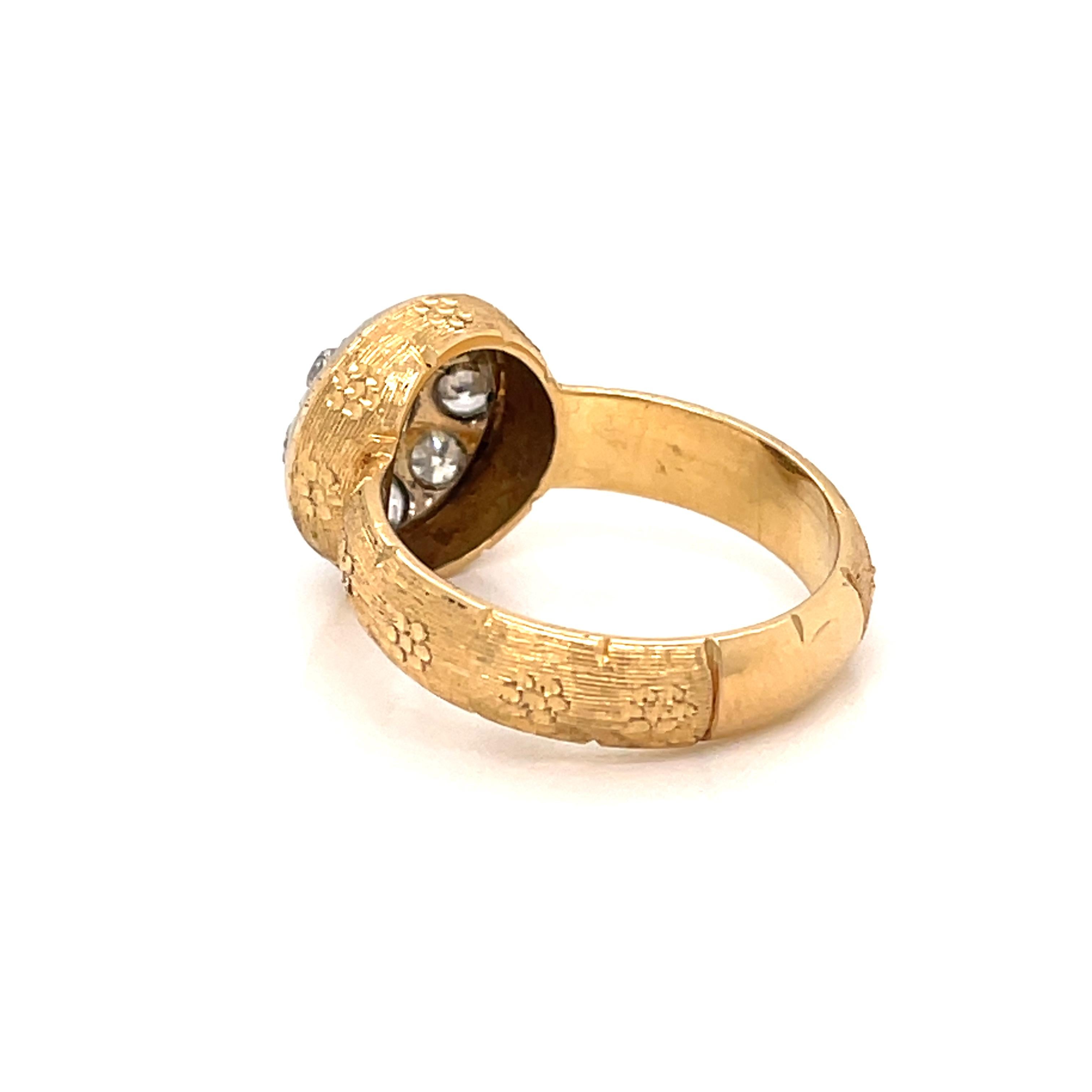 Vintage Florentine Gold Diamond Engraved Ring 1