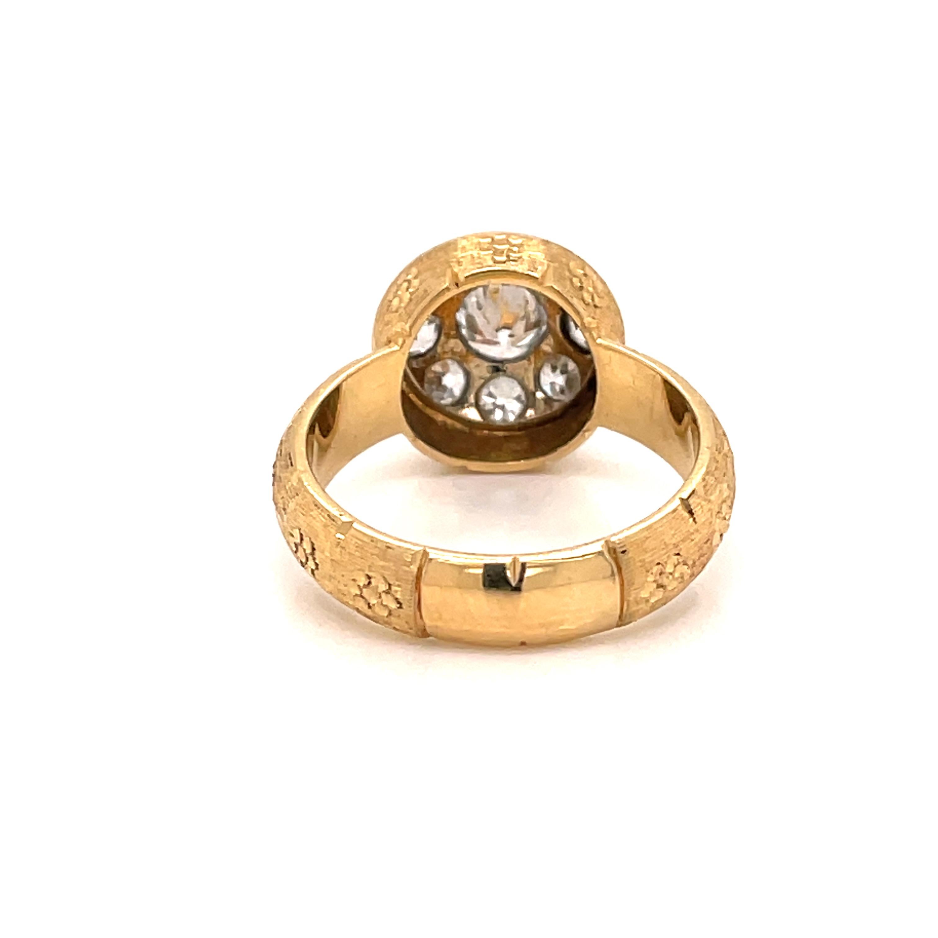 Vintage Florentine Gold Diamond Engraved Ring 2