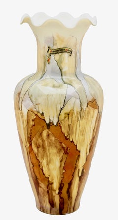 Vase vintage en opaline de Florentine, 1955 avec Label d'usine