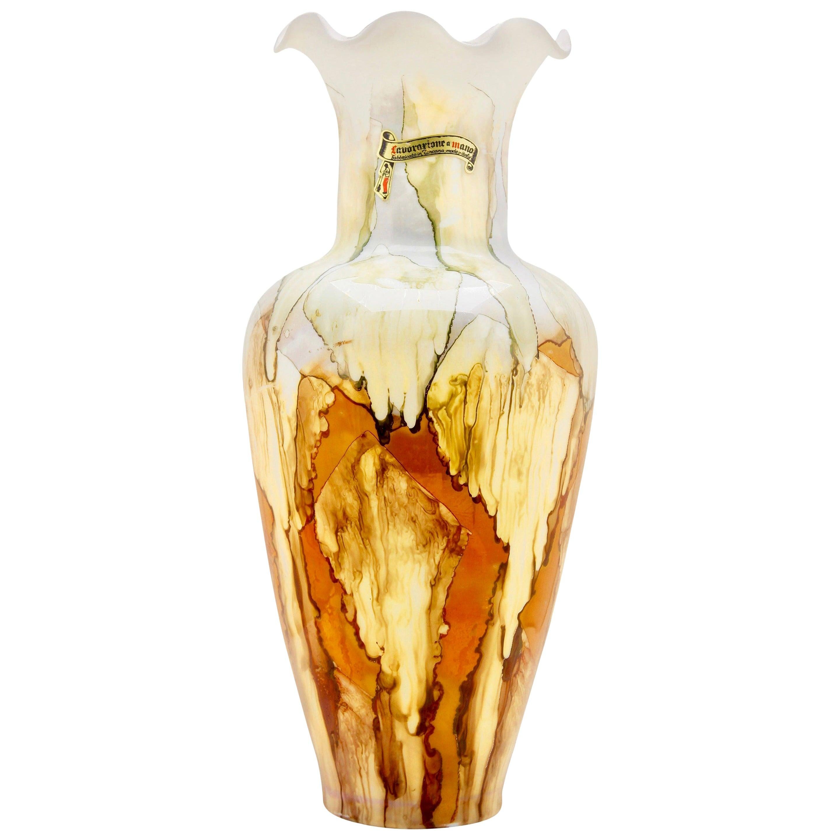 Vintage Florentine Opaline Vase, 1955 with Factory Label