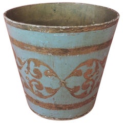 Vintage Florentine Turquoise and Gold Wastebasket