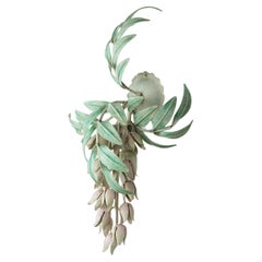 vintage florentine wisteria WALL LAMP metal floral style italy 1970s/80s