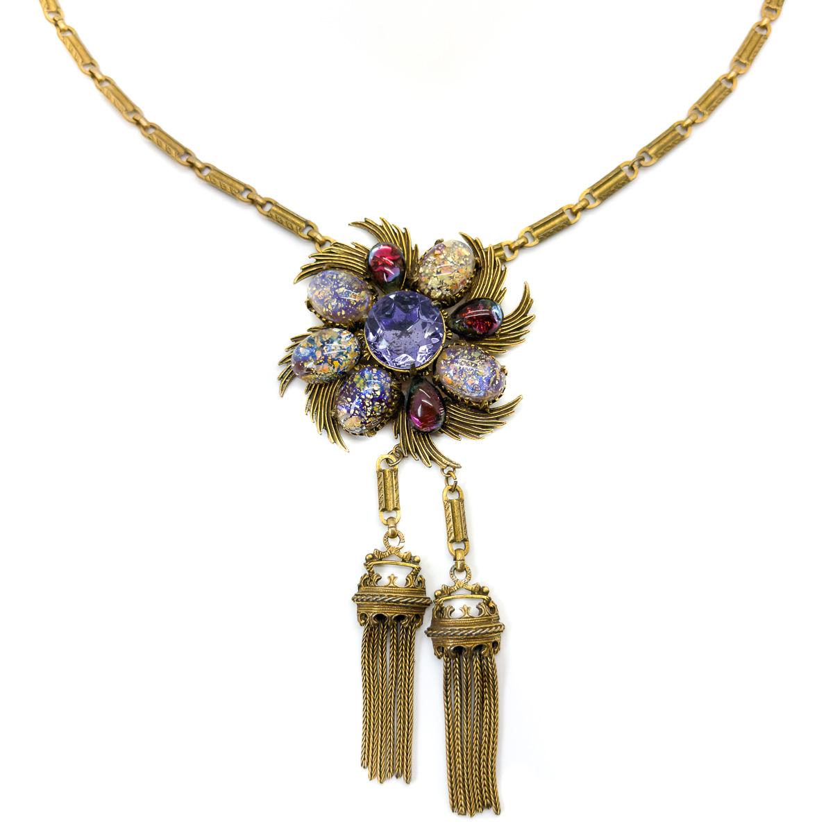 Vintage Florenza Dragons Breath 3pc Parure Necklace Brooch Bracelet 1960s Rare For Sale 5
