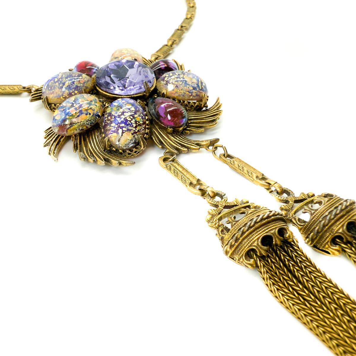 Vintage Florenza Dragons Breath 3pc Parure Necklace Brooch Bracelet 1960s Rare For Sale 6
