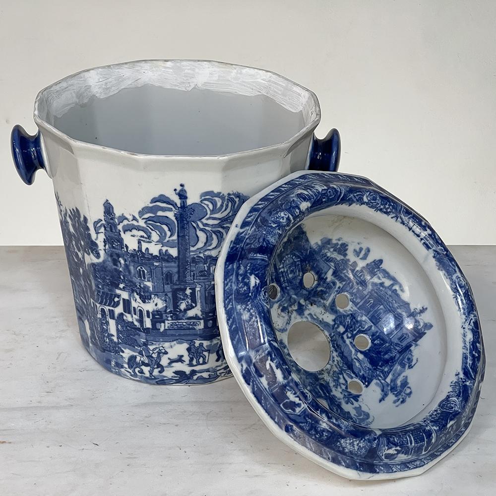 20th Century Vintage Flow Blue Ironstone Fruit Chiller by Victoria Ware For Sale